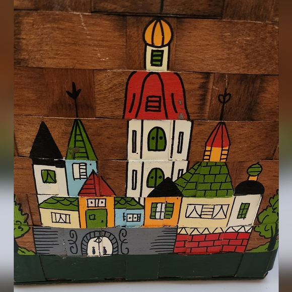 Vintage Gary Gail Dallas Wooden Purse 9 X 9.5 X 5.5 - Picture 15 of 16